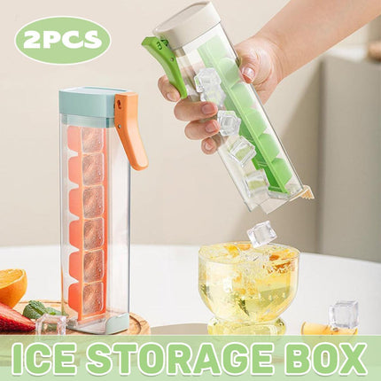 2pcs Press Ice Cube Tray 6 Grid Small Mould with Lid Ice Storage Box for Freezer