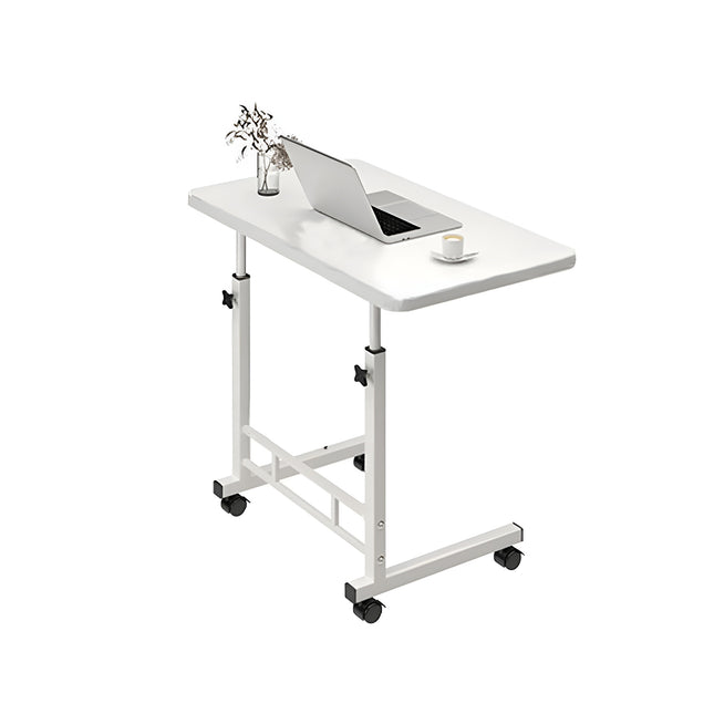 Bedside Table Movable Desk Simple White with Wheels Space Saving Home Office