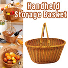 Portable Picnic Basket Imitation Rattan Storage Basket for Carrying and Picking