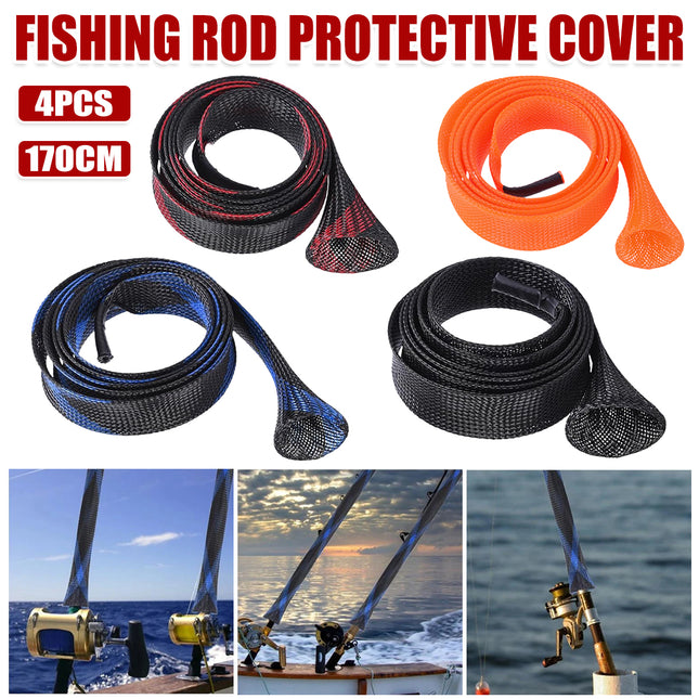 4PCS Retractable Fishing Rod Protector Mesh Tube Durable Lightweight 35x170mm