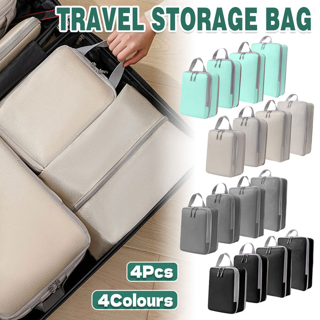 4PCS Storage Compression Bags Luggage Travel Packing Cubes Organiser Suitcases