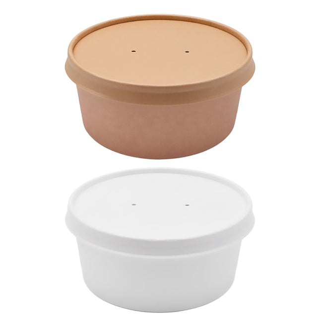 50PCS Disposable Round Paper Bowls 750ml Food-safe with Lid Takeout Soup Salad