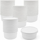 50PCS Disposable Round Paper Bowls 750ml Food-safe with Lid Takeout Soup Salad
