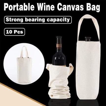 10pcs Portable Wine Bag Canvas Burlap Bottle Packing Holder for Gift Storage