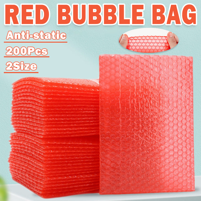 200pcs Red Bubble Bag Mailing Envelope Express Packaging Padded Bag for Shipping