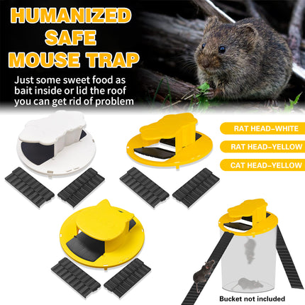 Flip Lid Bucket Rat Trap with Ramp Auto Reset Reusable Mouse Catcher No Bucket