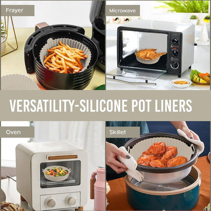 2PCS Silicone Air Fryer Baking Pan Round Household Tray Reusable Non Stick
