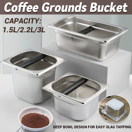 Stainless Steel Coffee Grounds Bucket Anti Splash Easy Clean for Home Cafe Use