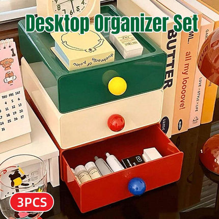 3pcs Premium Desktop Organizer Drawer Set Efficient Office and Home Storage