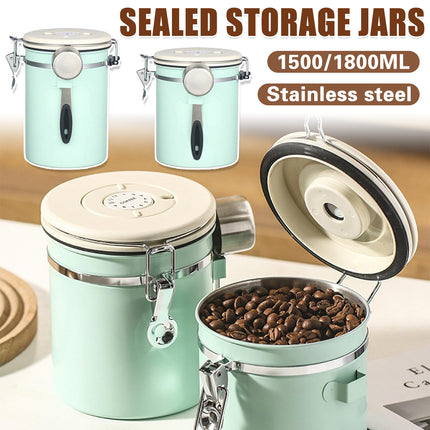 1.5L or 1.8L 304 Stainless Steel Airtight Jar with Vent Valve For Coffee Bean Tea