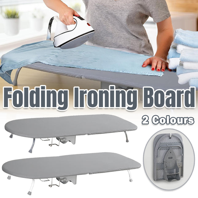 Foldable Ironing Board Wall Mount Compact Laundry Press Stand with Iron Holder