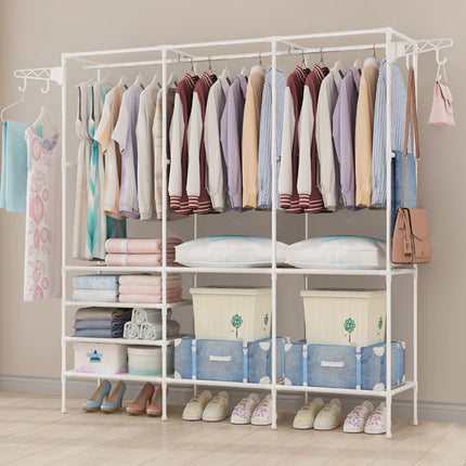 Multi Function Zoned Floor Standing Clothes Coat Rack Space Saving Stable Sturdy