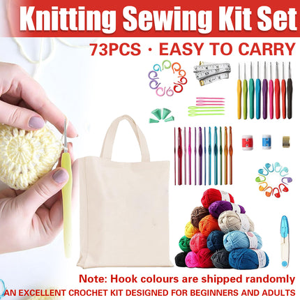 73PCS Knitting Sewing Kit Set with Needles Threads Scissors for Sewing Projects