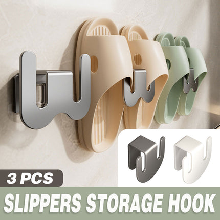 3PCS Wall Mounted Slipper Rack Bathroom Shoe Storage Hook Holder Organiser