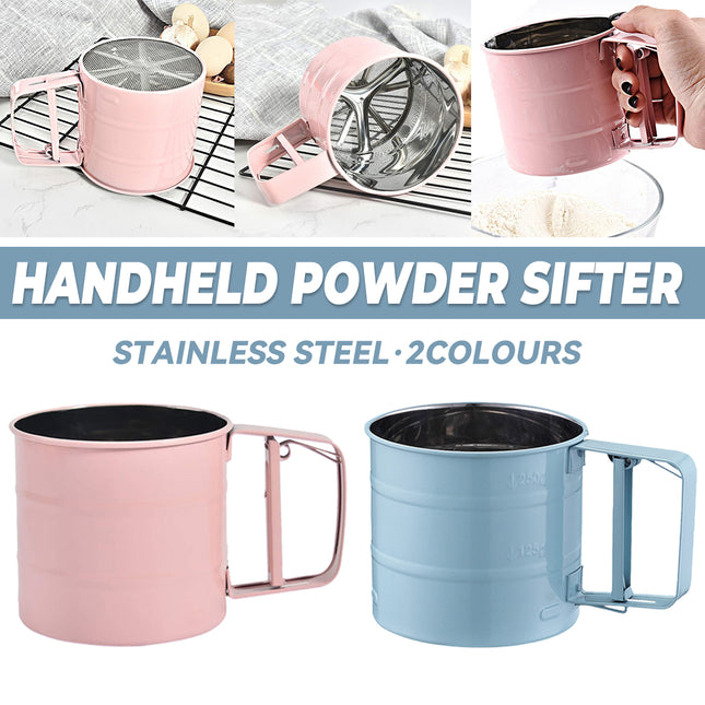 Hand Squeeze Mechanical Flour Sifter Stainless Steel One Hand Baking Sieve