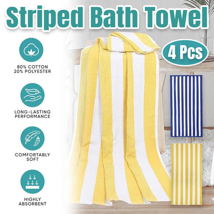 4pcs Striped Bath Towels 75x150cm Soft Absorbent Cotton Towels for Bathroom