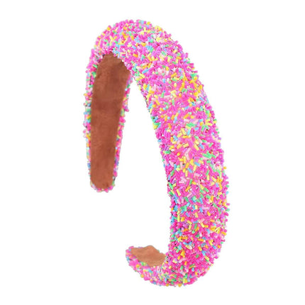 Hairband Padded Sponge Sequin Women's Wide Hair Band Hoop Headband Fashion - Aimall