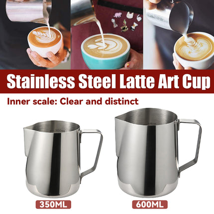 Stainless Steel Latte Art Cup 350ml 600ml Milk Frothing Pitcher Coffee Barista