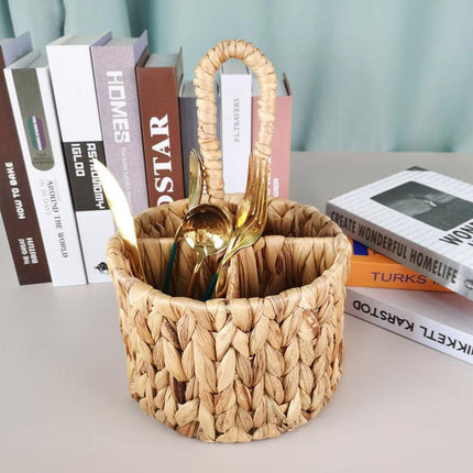 Handmade Woven Round Storage Basket Simple Hand Placement Basket for Home Decor