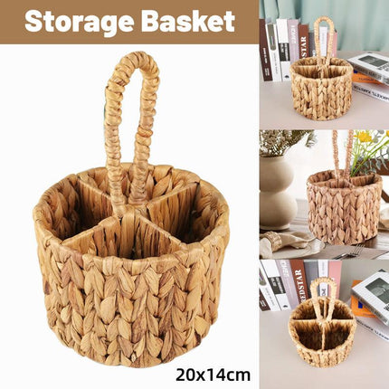 Handmade Woven Round Storage Basket Simple Hand Placement Basket for Home Decor