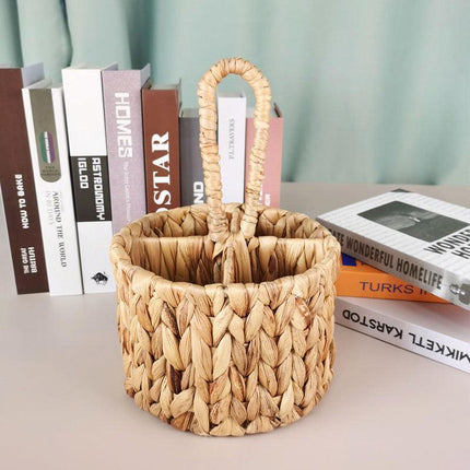 Handmade Woven Round Storage Basket Simple Hand Placement Basket for Home Decor