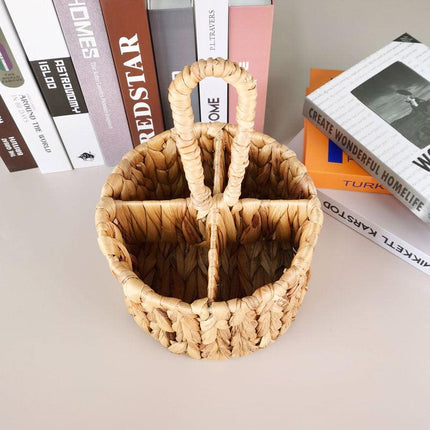 Handmade Woven Round Storage Basket Simple Hand Placement Basket for Home Decor