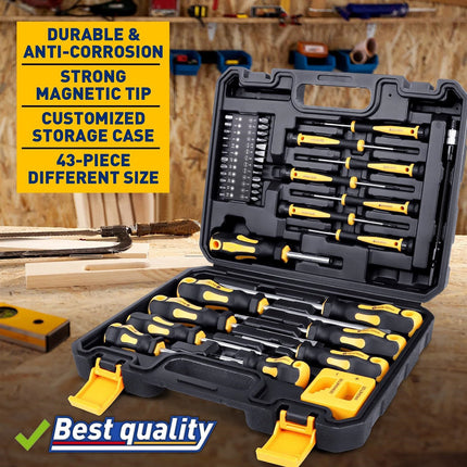 43PCS Manual Ratchet Screwdriver Set 1/4 Inch Multi Bit for Home DIY Repair Use