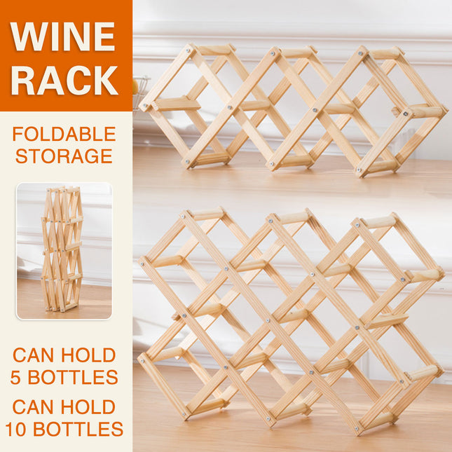 Wine Rack Wooden Display Rack Holds 5 or 10 Bottles for Home Decor Sturdy Durable