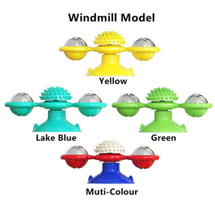 Windmill Pet Cat Treat Food Dispenser Toys Slow Feeder Puzzle Interactive Toys