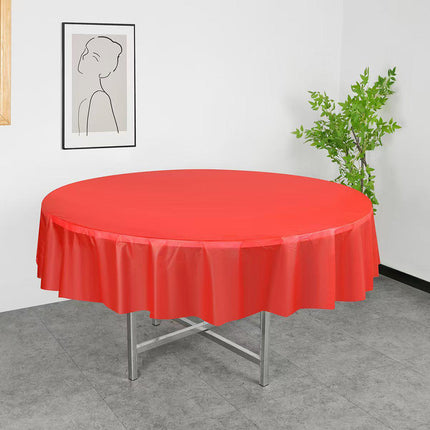 10pcs Round Tablecloth Solid Color Waterproof PEVA Table Cover 213cm Diameter