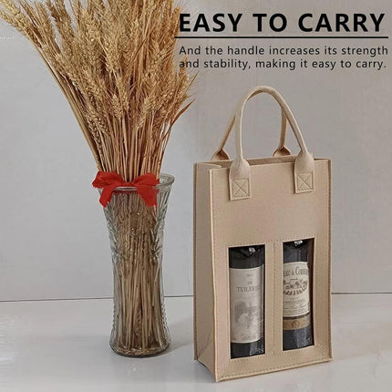 5PCS Handheld Wine Gift Bags Double-Bottle Design with Clear Window Portable