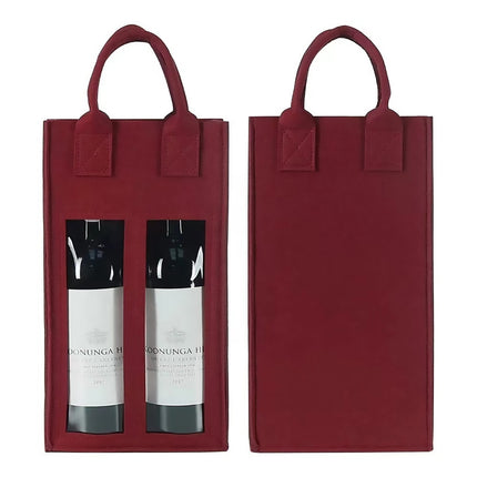 5PCS Handheld Wine Gift Bags Double-Bottle Design with Clear Window Portable