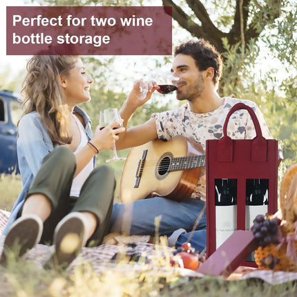 5PCS Handheld Wine Gift Bags Double-Bottle Design with Clear Window Portable