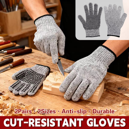 2Pairs Cut-Resistant Gloves Anti-Slip Abrasion Resistant Garden Woodworking