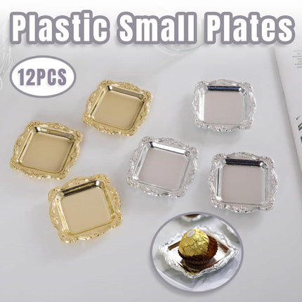 Plastic Square Plates 12pcs Small Reusable Serving Dishes for Party Dinner