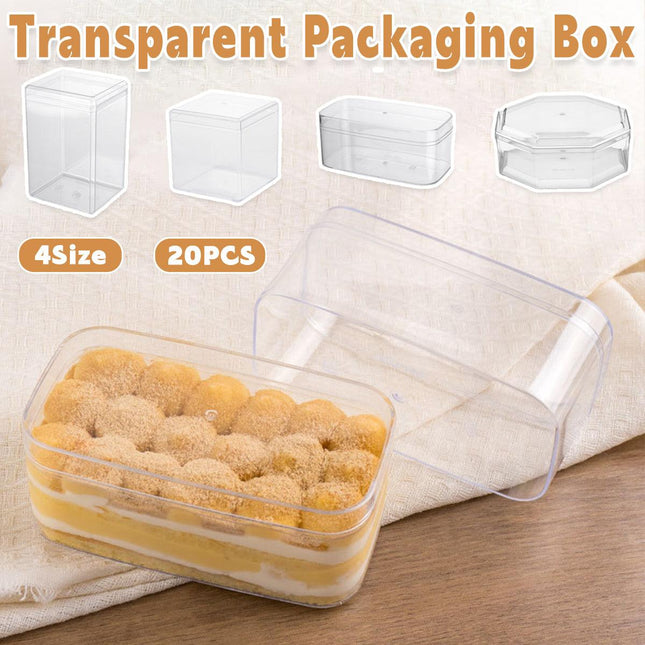 20pcs Transparent Biscuit Box Plastic Cake Box Pastry Dessert Storage Container