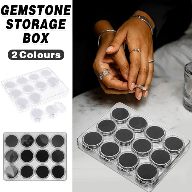 Transparent Round Gemstone Display Box Organizer Case with Lid Storage Packaging