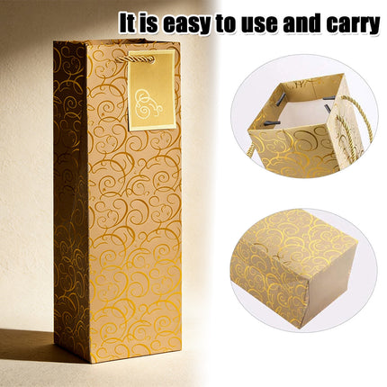 10 Pcs Red Wine Gift Bags with Twisted Rope Handle in Kraft Paper