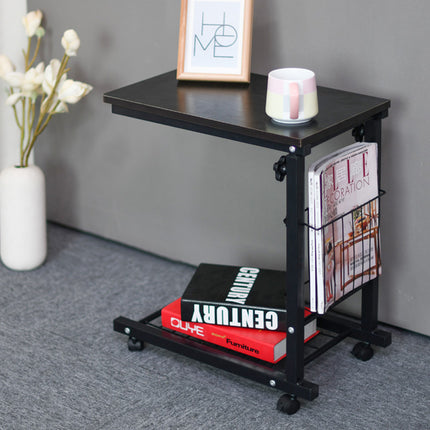 Mobile Side Table Adjustable Height Durable for Bedroom Living Room Home Use