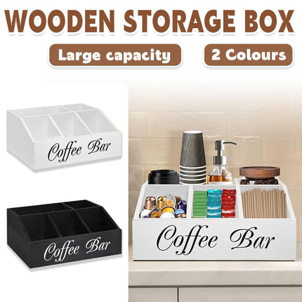 Wooden Coffee Capsule Storage Box Desktop Tea Bag Rack Organizer for Counter