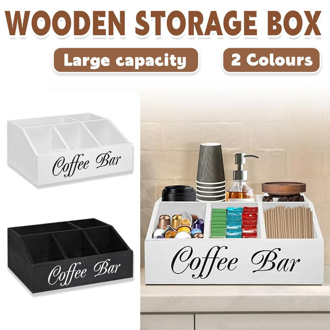 Wooden Coffee Capsule Storage Box Desktop Tea Bag Rack Organizer for Counter