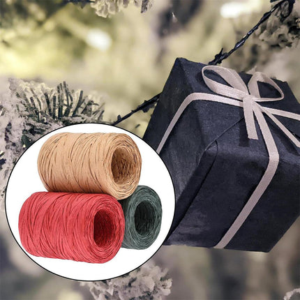 3 Rolls Raffia Paper Rope Gift Wrapping String Decorative Tie for Crafts Packing