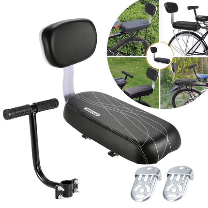 Bike Rear Seat Kit Set Carrier Cushion Backrest Footrest Safe for Bicycle Use