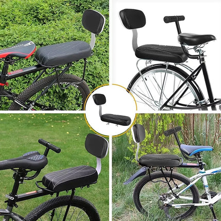 Bike Rear Seat Kit Set Carrier Cushion Backrest Footrest Safe for Bicycle Use