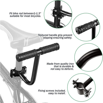 Bike Rear Seat Kit Set Carrier Cushion Backrest Footrest Safe for Bicycle Use
