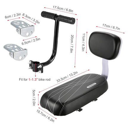 Bike Rear Seat Kit Set Carrier Cushion Backrest Footrest Safe for Bicycle Use