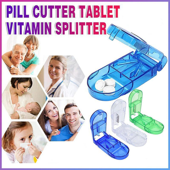 Portable Pill Cutter Tablet Vitamin Splitter Divider Travel Medicine Storage Box - Aimall