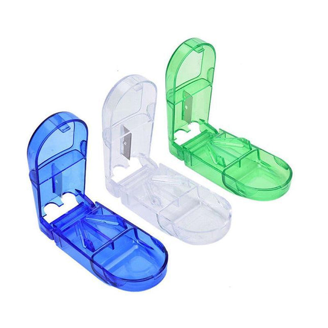 Portable Pill Cutter Tablet Vitamin Splitter Divider Travel Medicine Storage Box - Aimall