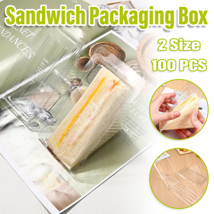 100pcs Transparent Sandwich Packaging Box Plastic Triangle for Baked Snacks