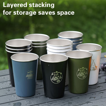 Set of 4 Outdoor 304 Stainless Steel Cups Coffee Tea Beer Camping Water Cups